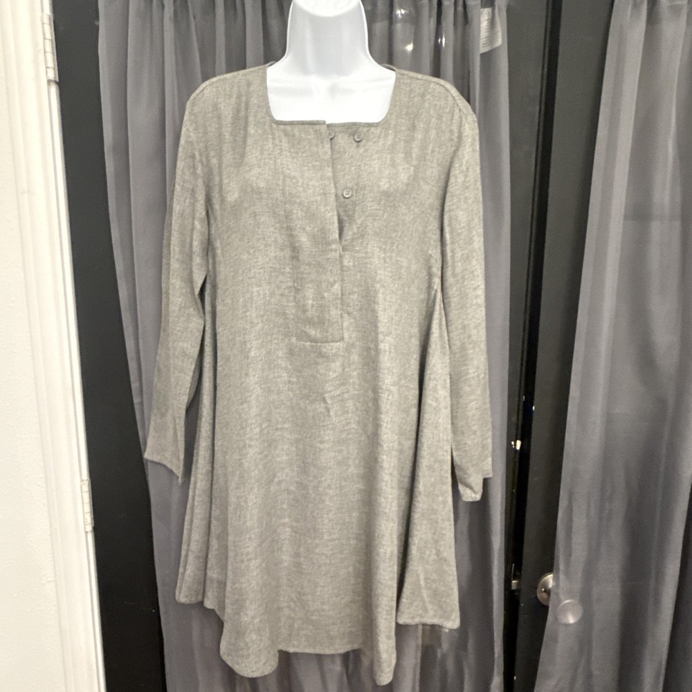 MM6 Maison Margiela Gray Half Button Pullover Tunic Dress Size 38 US 2 Italy